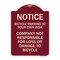 Signmission Bicycle Parking at Your Own Risk Company Not Responsible for Loss or Damage to, A-DES-BU-1824-23537 A-DES-BU-1824-23537 - alternate 1